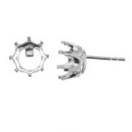 Earring post with basket - base for round zirconia (9 mm), silver Earring post with basket - base for round zirconia (9 mm), AG 925 silver
